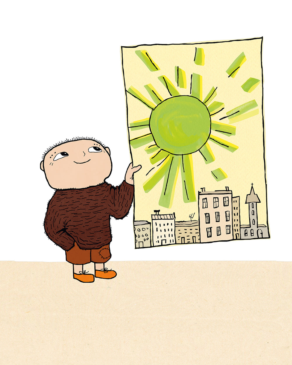 Illustration ur Alfons leker Einstein av Gunilla Bergström