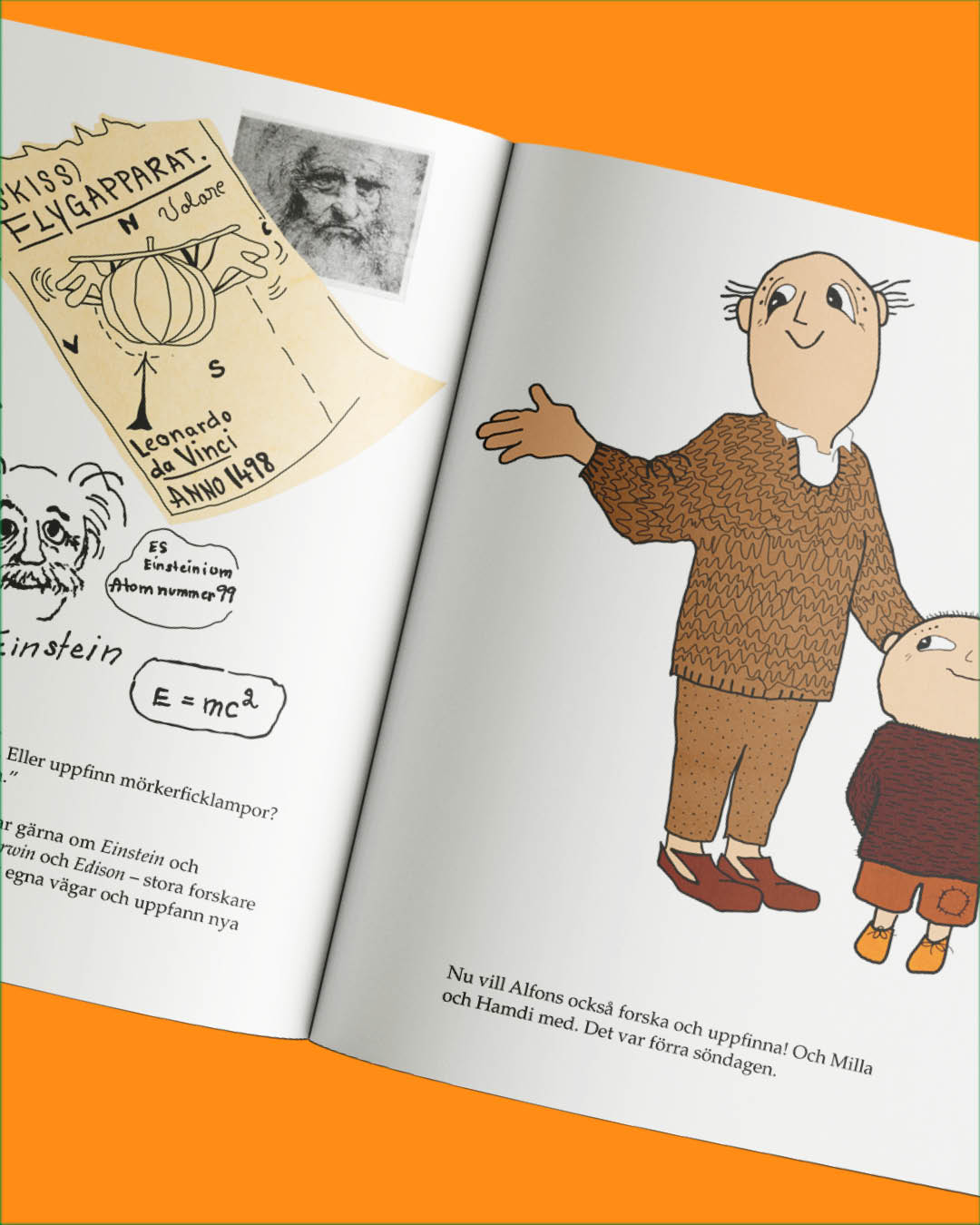 Illustration ur Alfons leker Einstein av Gunilla Bergström